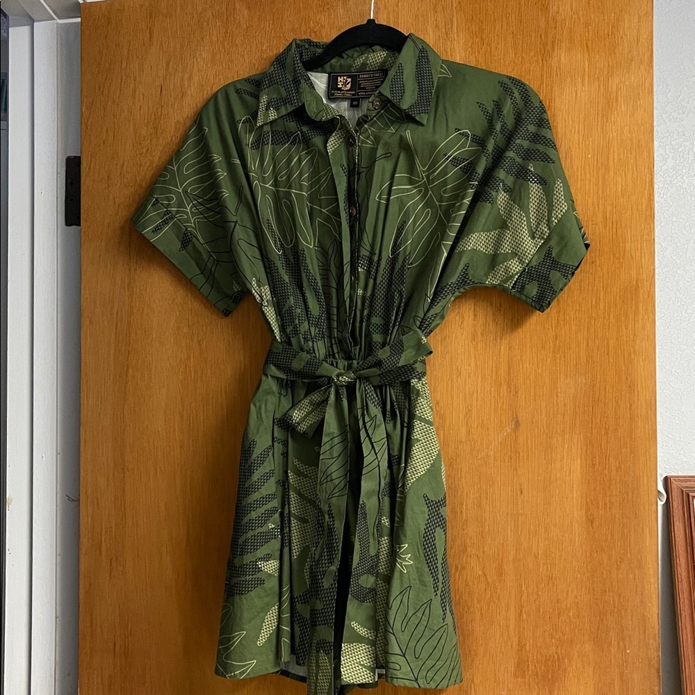 Hawaii's Finest Olive and Black Leaf Jumpsuit